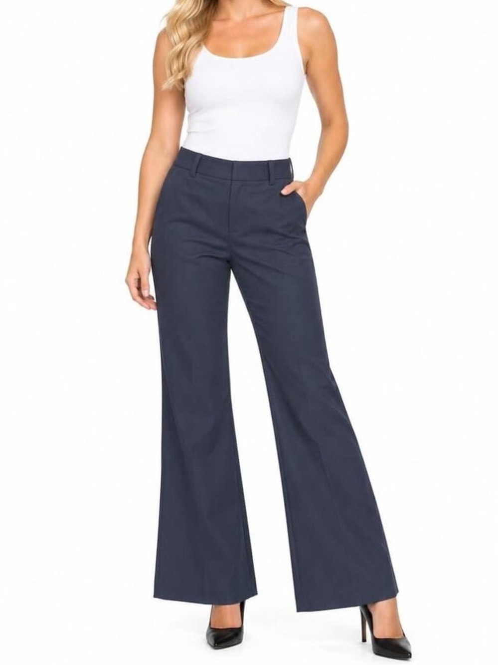 Ann Taylor Devin Fit Wide Leg Denim Trouser Pants Size 8